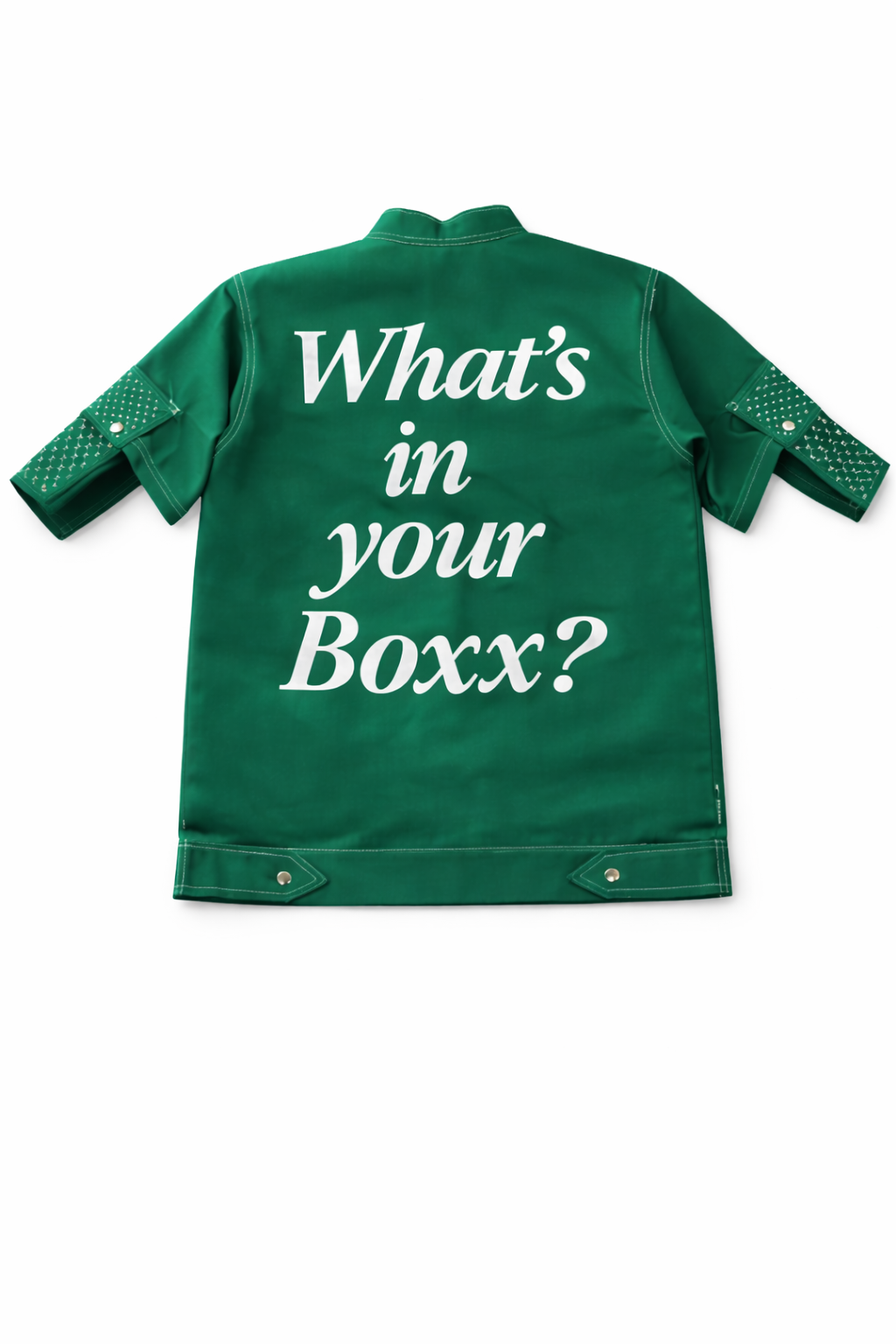 BOXX Studded Zip-Up Short Sleeve Jacket - Green