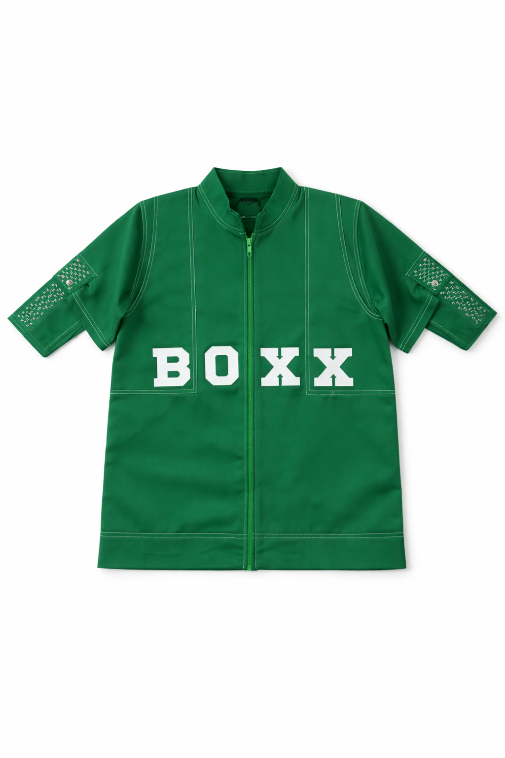 BOXX Studded Zip-Up Short Sleeve Jacket - Green